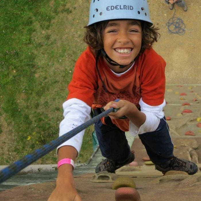 Climbing on a family break on a day out at a Rock UK adventure centre